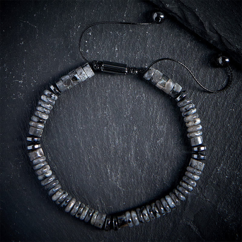 Buddha Stones Small Black Obsidian Green Aventurine Grey Jasper Tiger Eye Strength Rope Bracelet - Grey Jasper(Wrist Circumference: 15-20cm) - image 7