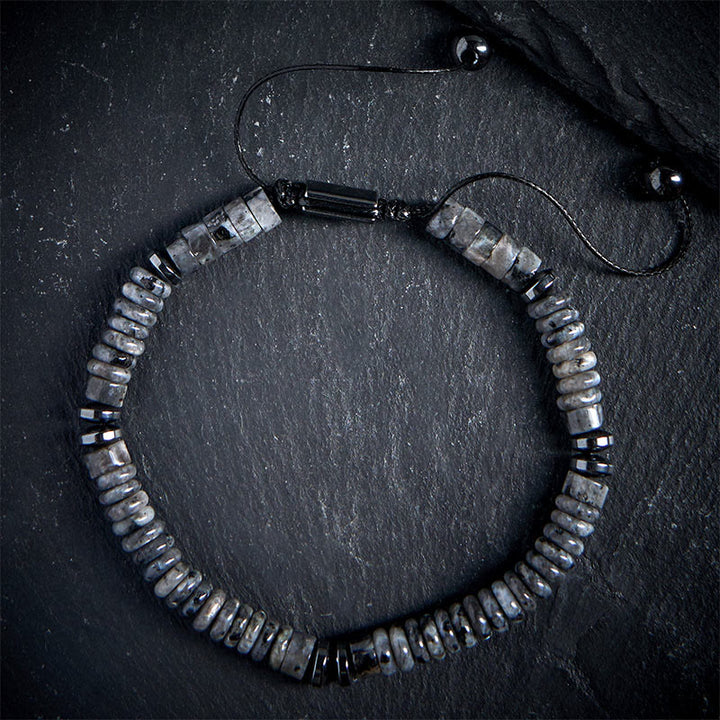 Buddha Stones Small Black Obsidian Green Aventurine Grey Jasper Tiger Eye Strength Rope Bracelet - Grey Jasper(Wrist Circumference: 15-20cm) - image 7