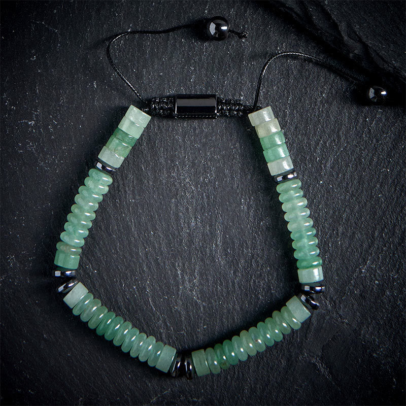 Buddha Stones Small Black Obsidian Green Aventurine Grey Jasper Tiger Eye Strength Rope Bracelet - Green Aventurine(Wrist Circumference: 15-20cm) - image 13