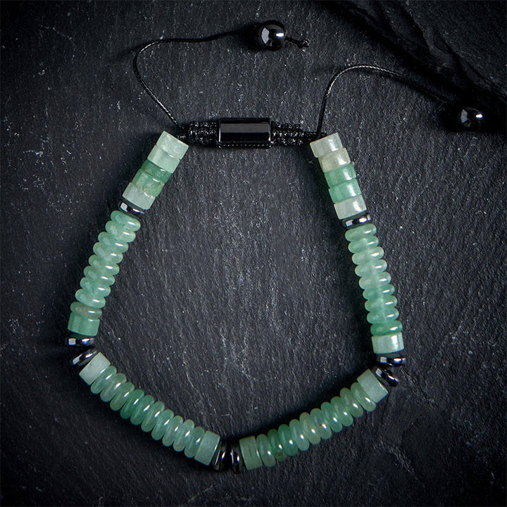 Buddha Stones Small Black Obsidian Green Aventurine Grey Jasper Tiger Eye Strength Rope Bracelet - Green Aventurine(Wrist Circumference: 15-20cm) - image 13