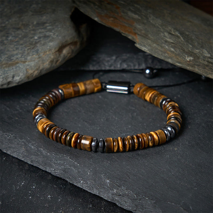 Buddha Stones Small Black Obsidian Green Aventurine Grey Jasper Tiger Eye Strength Rope Bracelet - image 20