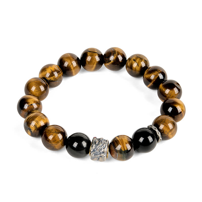 Buddha Stones Tiger Eye Silver Sheen Obsidian Meditation Buddha Head Protection Bracelet - image 4
