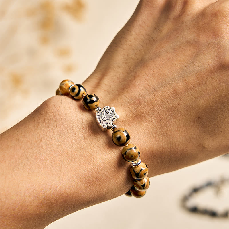 Buddha Stones 925 Sterling Silver Brown Tabby Cat Stone Bead Blessings Bracelet - image 4