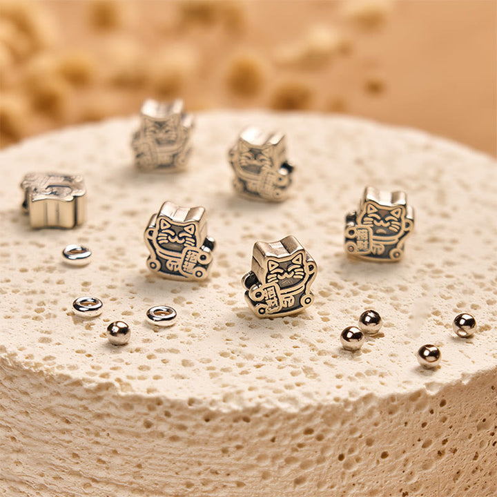 Buddha Stones 925 Sterling Silver Grey Tabby Cat Natural Black Veined Jasper Stability Bracelet - image 4