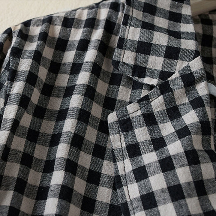 Buddha Stones Commute Plaid Pattern Women's Cotton Lapel Long Sleeve Jacket With Pockets - image 10