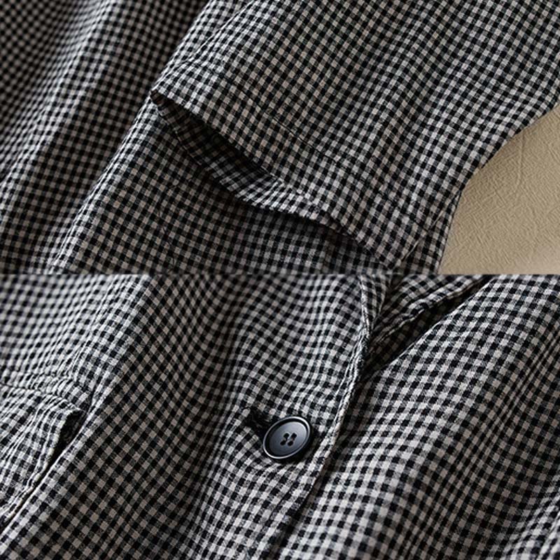 Buddha Stones Commute Plaid Pattern Women's Cotton Lapel Long Sleeve Jacket With Pockets - image 6