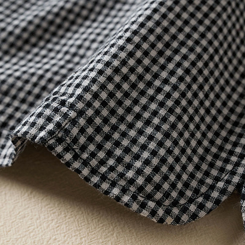 Buddha Stones Commute Plaid Pattern Women's Cotton Lapel Long Sleeve Jacket With Pockets - image 4