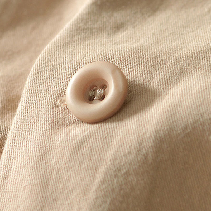 Buddha Stones Fall Solid Long Sleeve Buttons Down Men Cotton Shirt With Pockets - image 3