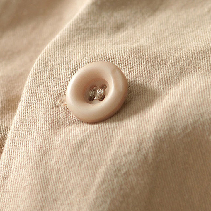 Buddha Stones Fall Solid Long Sleeve Buttons Down Men Cotton Shirt With Pockets - image 3