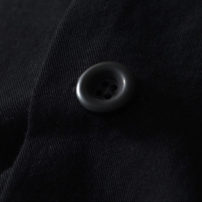 Buddha Stones Fall Solid Long Sleeve Buttons Down Men Cotton Shirt With Pockets - image 11