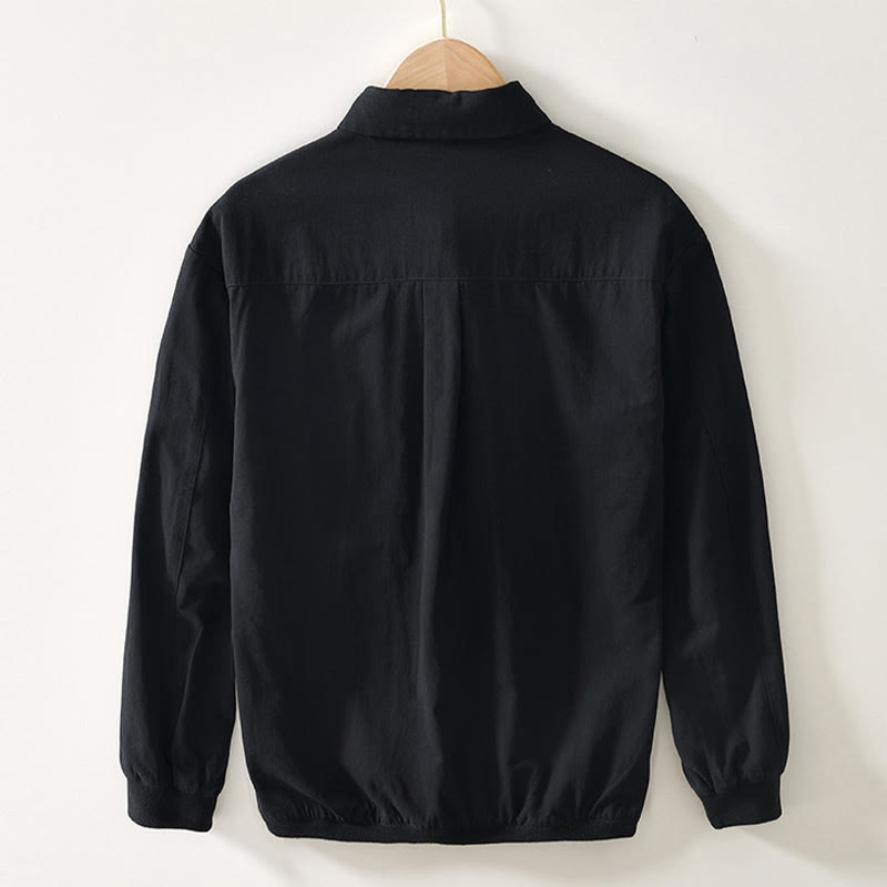 Buddha Stones Fall Solid Long Sleeve Buttons Down Men Cotton Shirt With Pockets - image 9