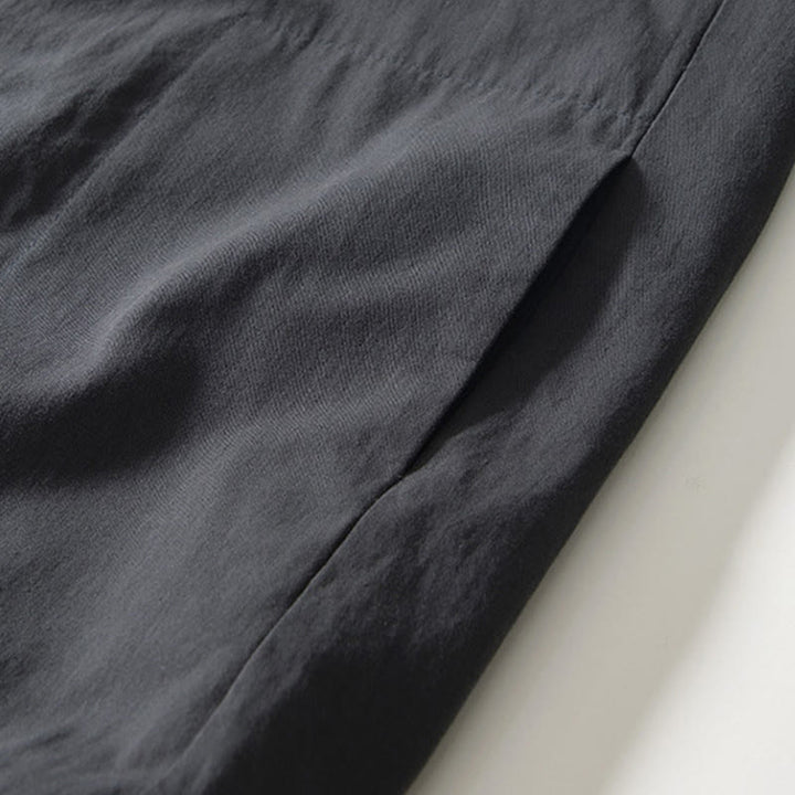 Buddha Stones Fall Solid Long Sleeve Buttons Down Men Cotton Shirt With Pockets - image 18