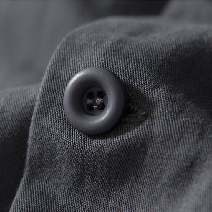 Buddha Stones Fall Solid Long Sleeve Buttons Down Men Cotton Shirt With Pockets - image 17