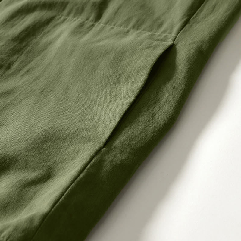 Buddha Stones Fall Solid Long Sleeve Buttons Down Men Cotton Shirt With Pockets - image 27