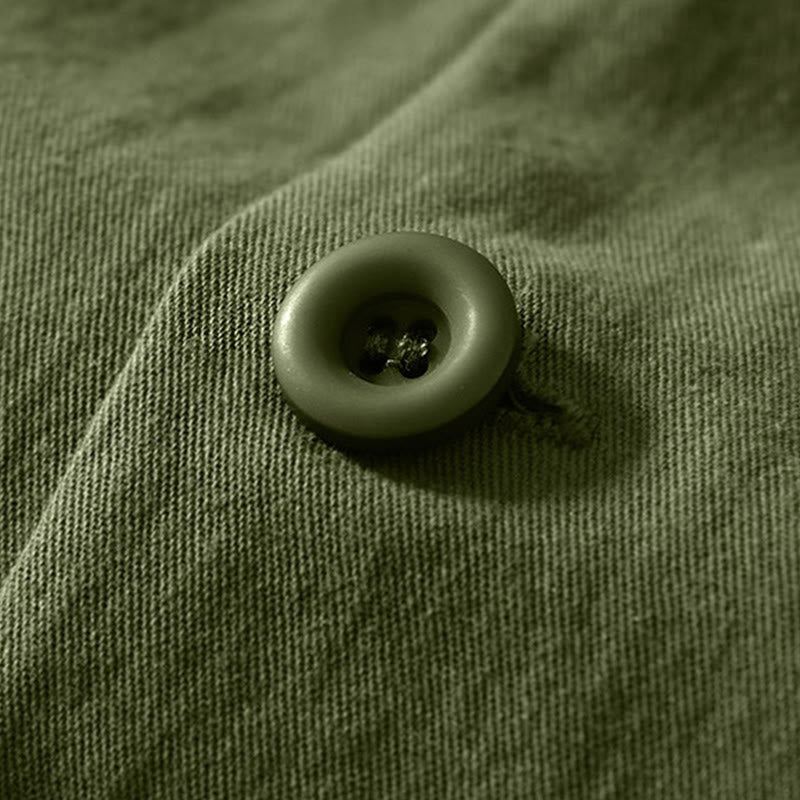 Buddha Stones Fall Solid Long Sleeve Buttons Down Men Cotton Shirt With Pockets - image 25