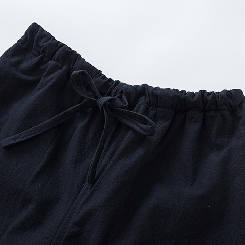 Buddha Stones 2Pcs Tang Suit Men's Frog-Button Cotton Long Sleeve Shirt Pants Set With Pockets - image 2