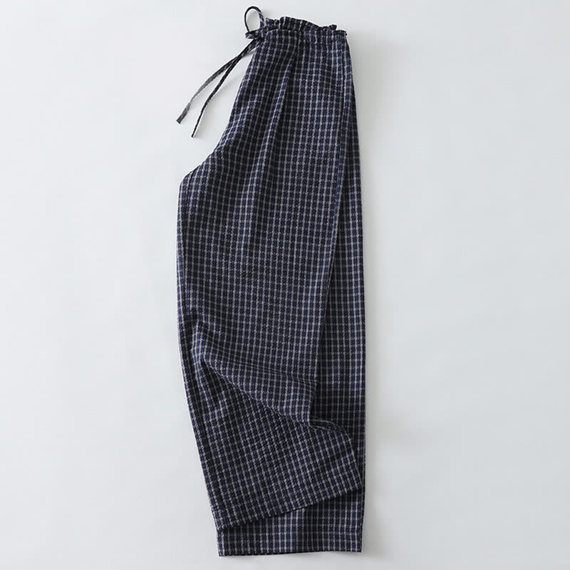 Buddha Stones Casual Plaid Pattern Women's Cotton Wide Leg Pants With Pockets - image 2