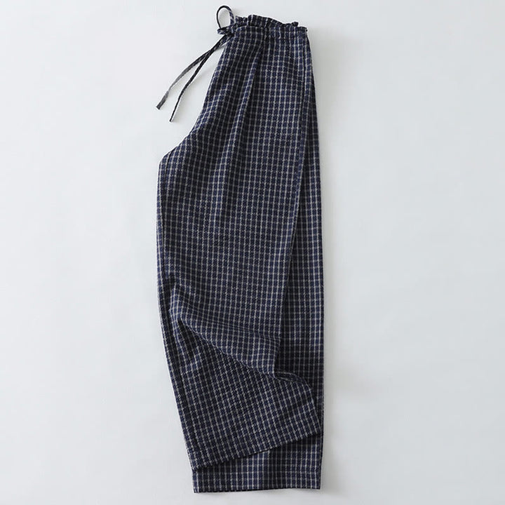 Buddha Stones Casual Plaid Pattern Women's Cotton Wide Leg Pants With Pockets - image 2