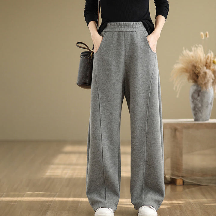 Buddha Stones Casual Thickening Women's Polyester Straight Leg Pants With Pockets - DarkGray - US8-10，UK/AU12-14，EU40-42 (2XL) - image 6