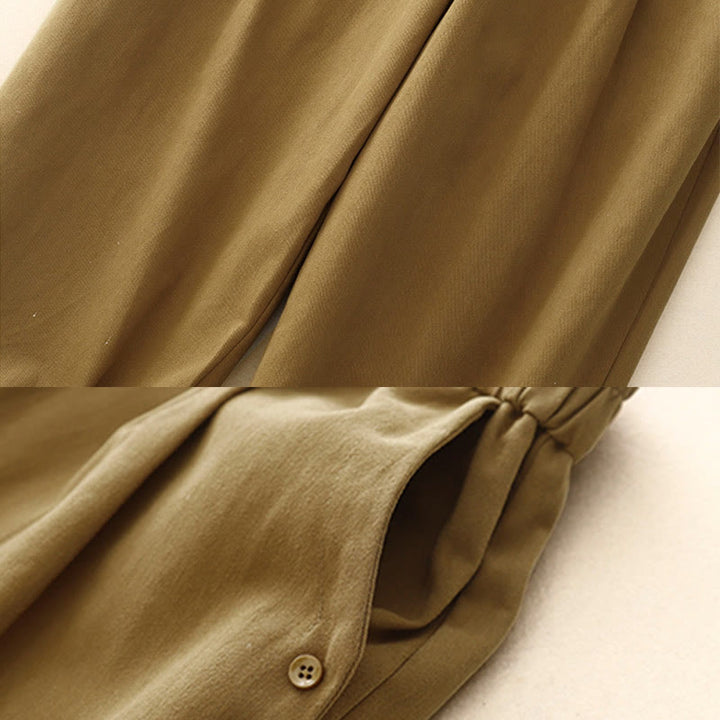 Buddha Stones Casual Snap Buttons Women's Cotton Polyester Pants With Pockets - image 2