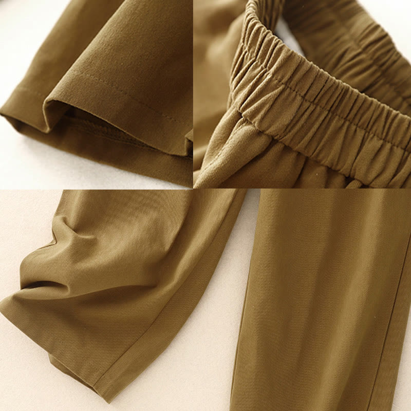 Buddha Stones Casual Snap Buttons Women's Cotton Polyester Pants With Pockets - image 3