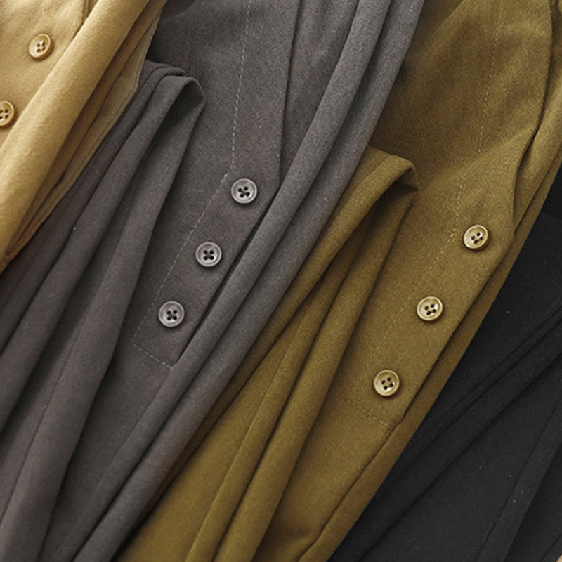 Buddha Stones Casual Snap Buttons Women's Cotton Polyester Pants With Pockets - image 17