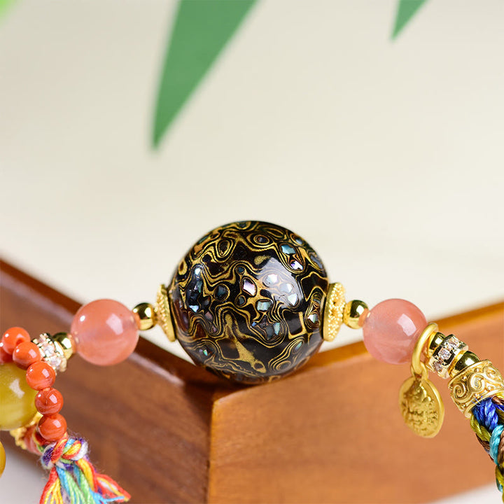 Buddha Stones Tibetan  Lacquer Bead Hand-woven Tiger Eye Stone Protection Bracelet - image 10