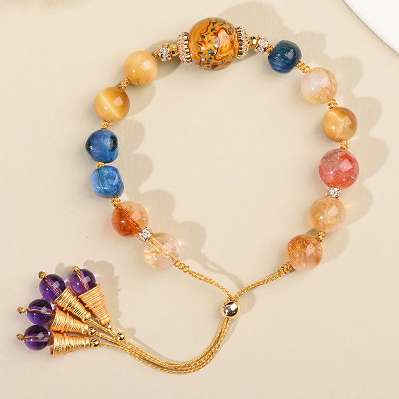 Buddha Stones Tibetan Lacquer Bead Hand-woven Various Crystals Power  Bracelet - image 3