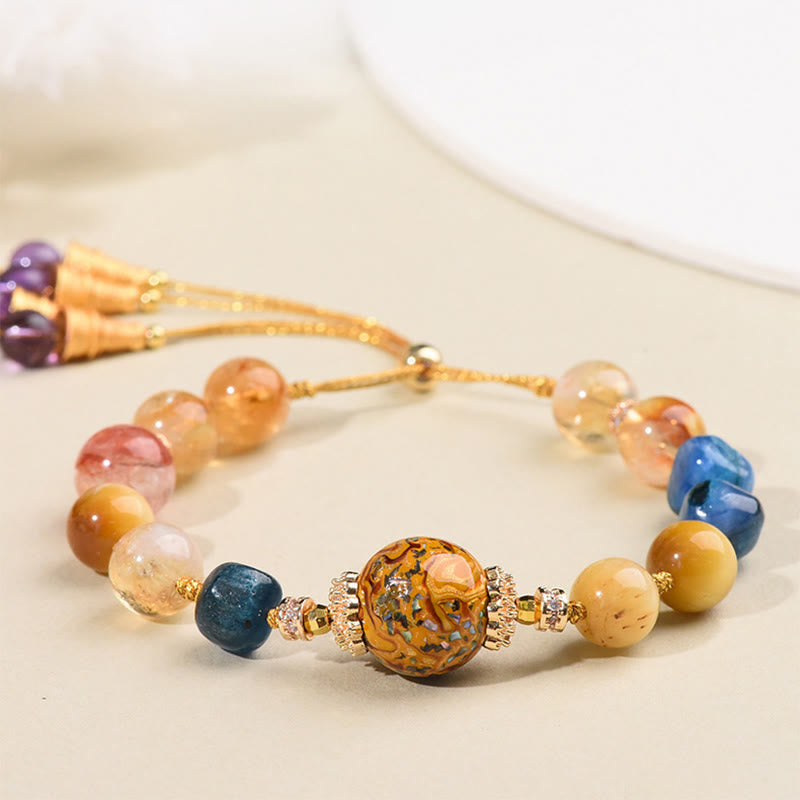 Buddha Stones Tibetan Lacquer Bead Hand-woven Various Crystals Power  Bracelet - Lacquer Beadsm & Various Crystals (Wrist Circumference: 15-25cm) - image 0