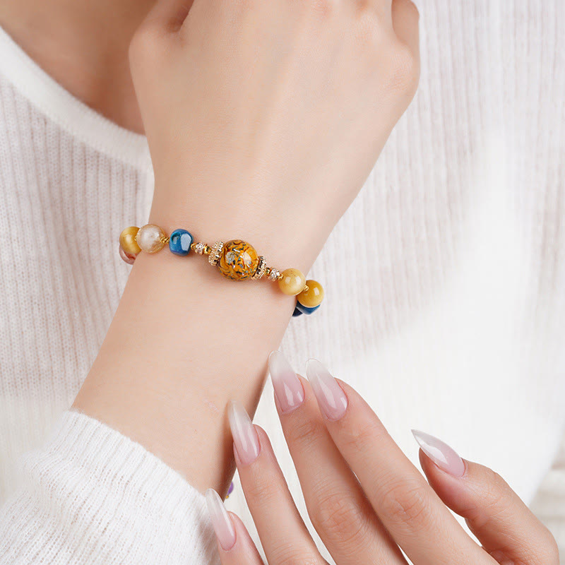 Buddha Stones Tibetan Lacquer Bead Hand-woven Various Crystals Power  Bracelet - image 4