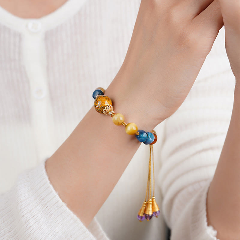 Buddha Stones Tibetan Lacquer Bead Hand-woven Various Crystals Power  Bracelet - image 10