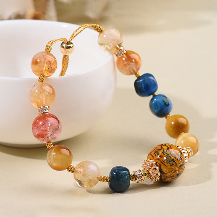 Buddha Stones Tibetan Lacquer Bead Hand-woven Various Crystals Power  Bracelet - image 8