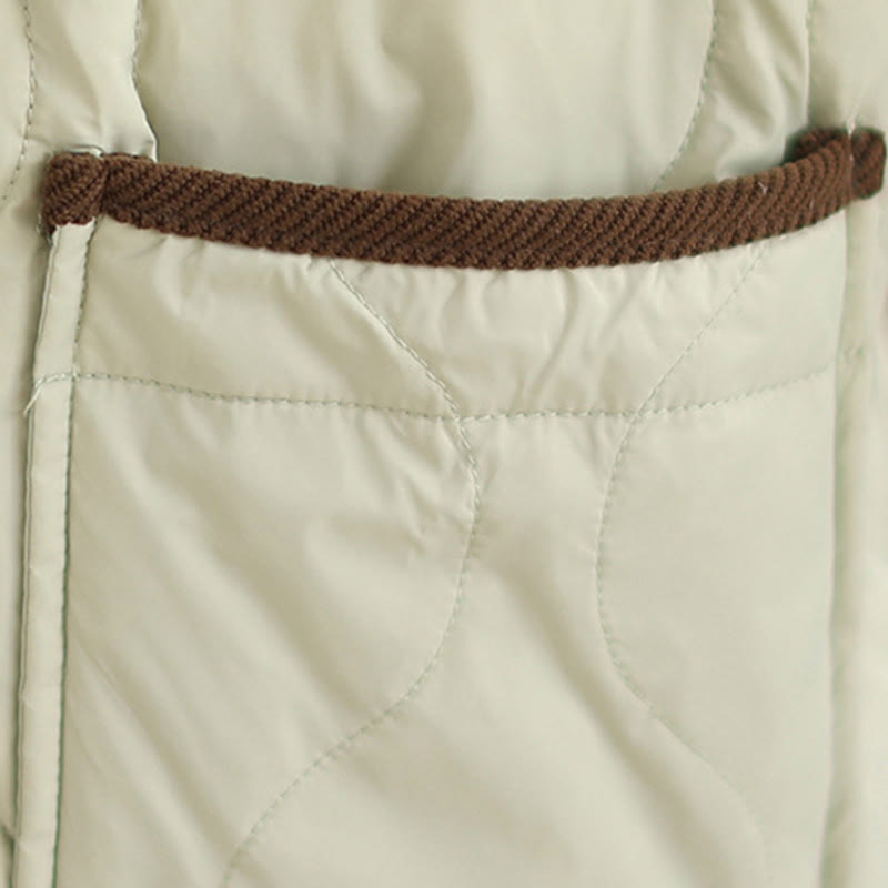 Buddha Stones Contrasting Color Lapel Women's Long Sleeve Cotton Jacket With Pockets - image 19