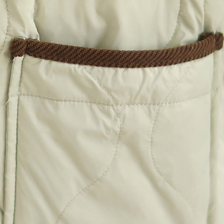 Buddha Stones Contrasting Color Lapel Women's Long Sleeve Cotton Jacket With Pockets - image 19