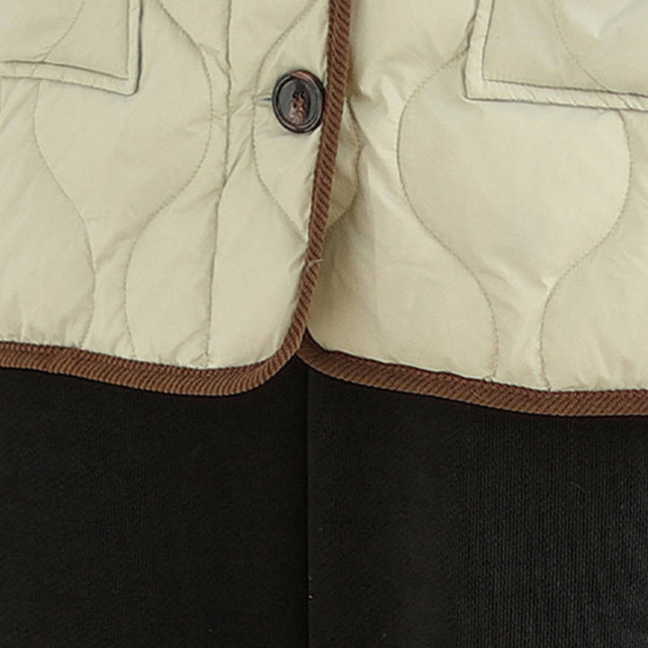 Buddha Stones Contrasting Color Lapel Women's Long Sleeve Cotton Jacket With Pockets - image 21