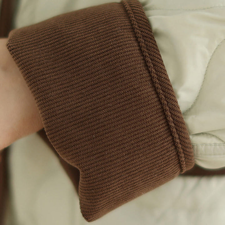 Buddha Stones Contrasting Color Lapel Women's Long Sleeve Cotton Jacket With Pockets - image 20