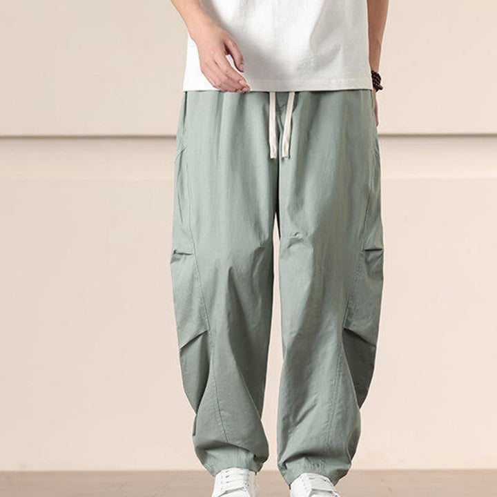 Buddha Stones Commute Spring Solid Color Drawstring Men's Harem Pants With Pockets - image 18