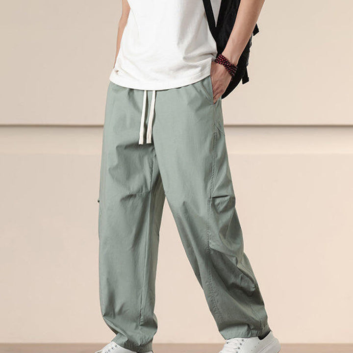 Buddha Stones Commute Spring Solid Color Drawstring Men's Harem Pants With Pockets - image 21