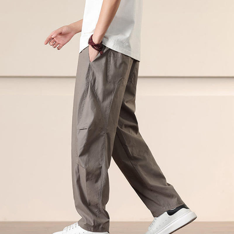 Buddha Stones Commute Spring Solid Color Drawstring Men's Harem Pants With Pockets - image 30