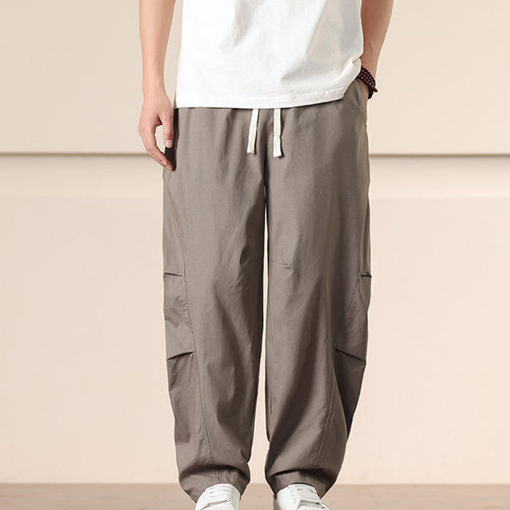 Buddha Stones Commute Spring Solid Color Drawstring Men's Harem Pants With Pockets - image 27