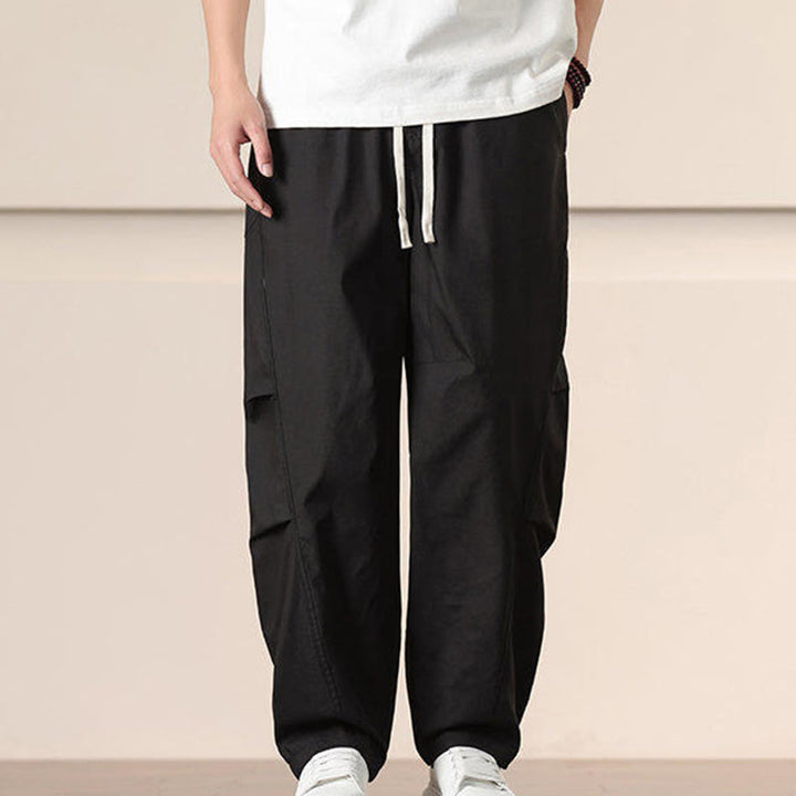 Buddha Stones Commute Spring Solid Color Drawstring Men's Harem Pants With Pockets - image 10