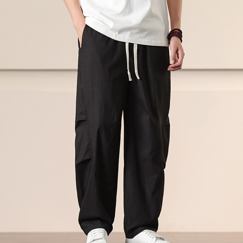 Buddha Stones Commute Spring Solid Color Drawstring Men's Harem Pants With Pockets - Black - US/UK/AU46，EU56 (5XL) - image 9