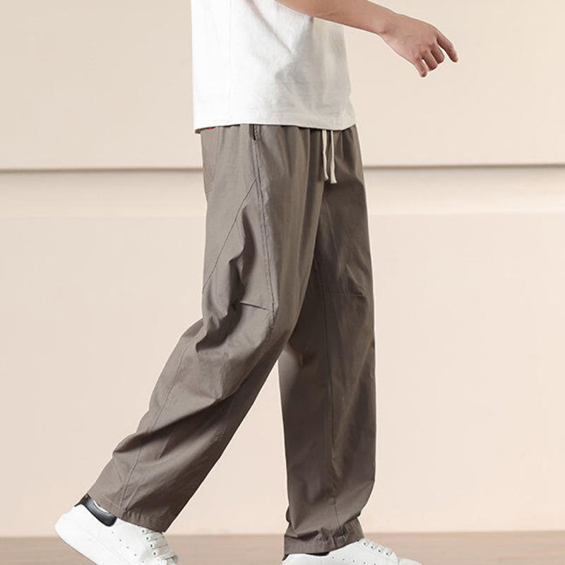 Buddha Stones Commute Spring Solid Color Drawstring Men's Harem Pants With Pockets - image 29