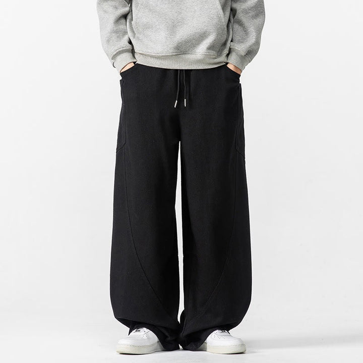 Buddha Stones Fall Pure Color Men's Wide Leg Cotton Drawstring Pants With Pockets - Black - US/UK/AU46，EU56 (5XL) - image 25