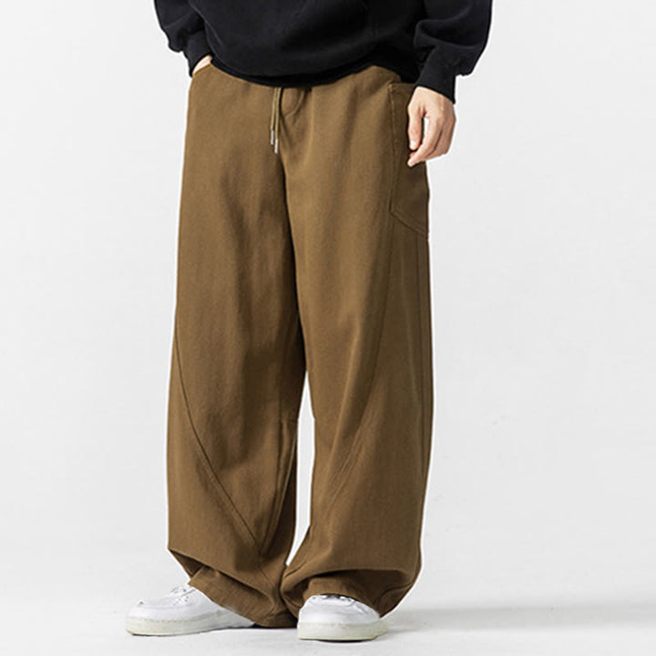 Buddha Stones Fall Pure Color Men's Wide Leg Cotton Drawstring Pants With Pockets - image 19