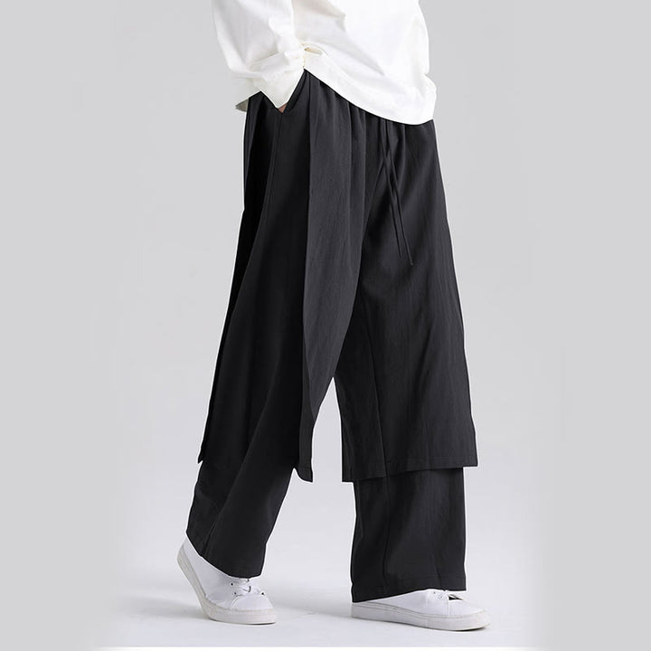 Buddha Stones Plain Patchwork Design Men's Cotton Pants With Pockets - image 15