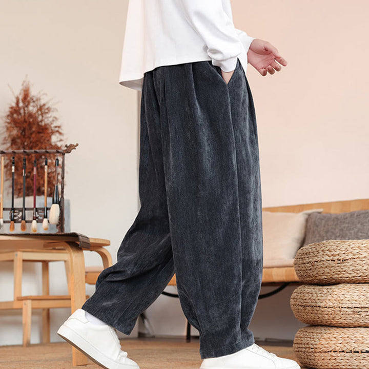 Buddha Stones Casual Solid Color Simple Design Men's Cotton Pants With Pockets - image 23