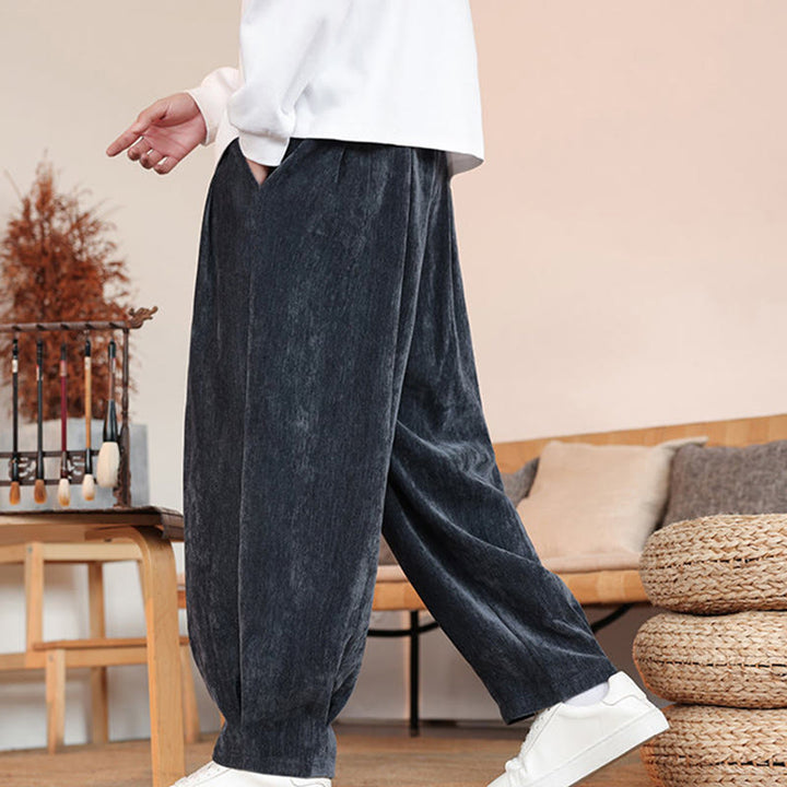 Buddha Stones Casual Solid Color Simple Design Men's Cotton Pants With Pockets - image 19