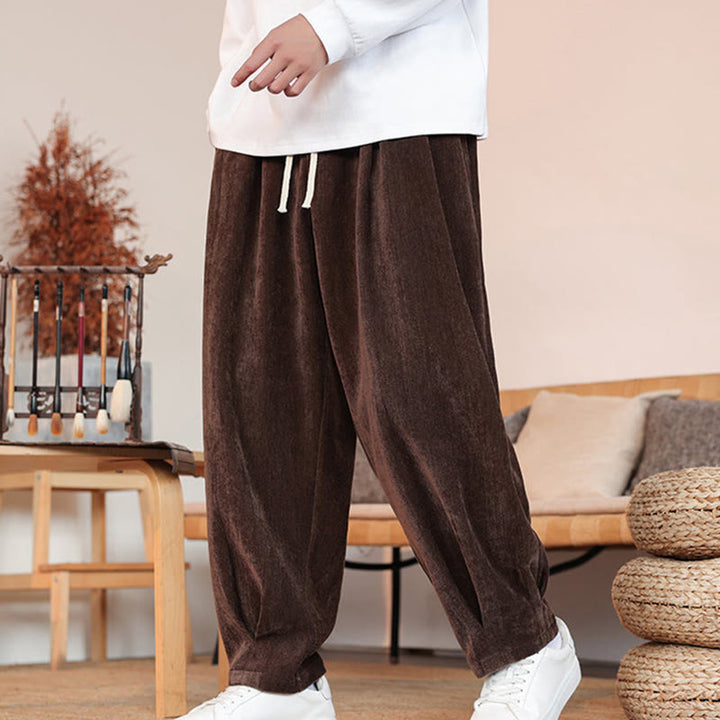 Buddha Stones Casual Solid Color Simple Design Men's Cotton Pants With Pockets - image 2