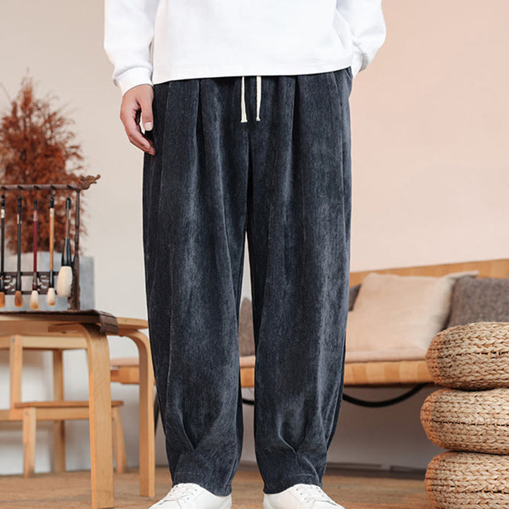 Buddha Stones Casual Solid Color Simple Design Men's Cotton Pants With Pockets - image 18